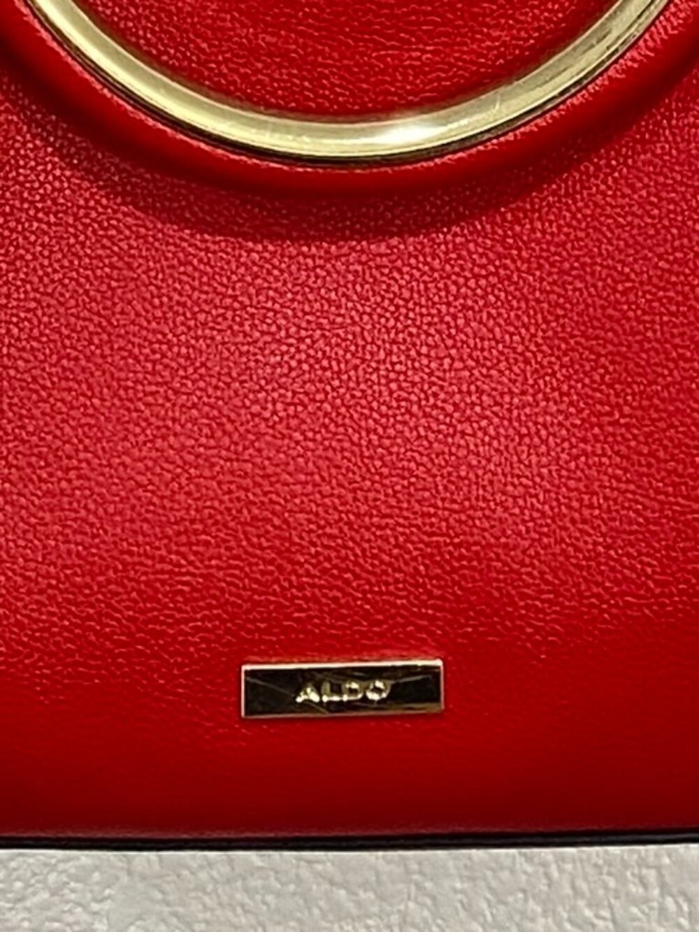 ALDO Red Satchel Crossbody Bag Gold Ring Handle Bold Chic One Size - Picture 12 of 12